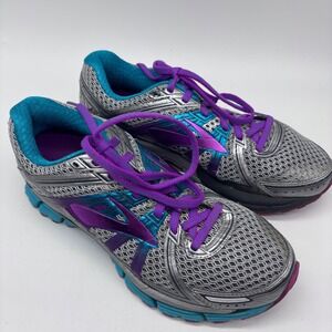 Brooks GTS 17 Women's 8.5 Running Shoes Silver Purple Teal